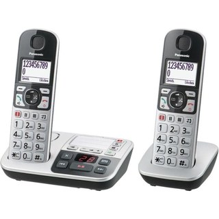 Téléphone Panasonic KX-TGE522 Sans Fil DECT Double Combiné Argent