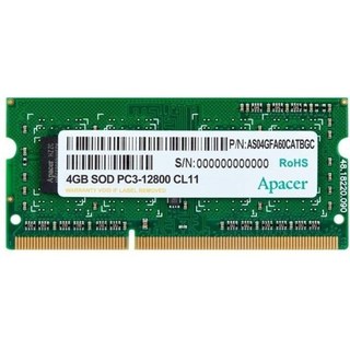 Mémoire RAM Apacer AS04GFA60CATBGC 4 Go 1X4GB DDR3 1600 MHz CL11 204-pin SO-DIMM