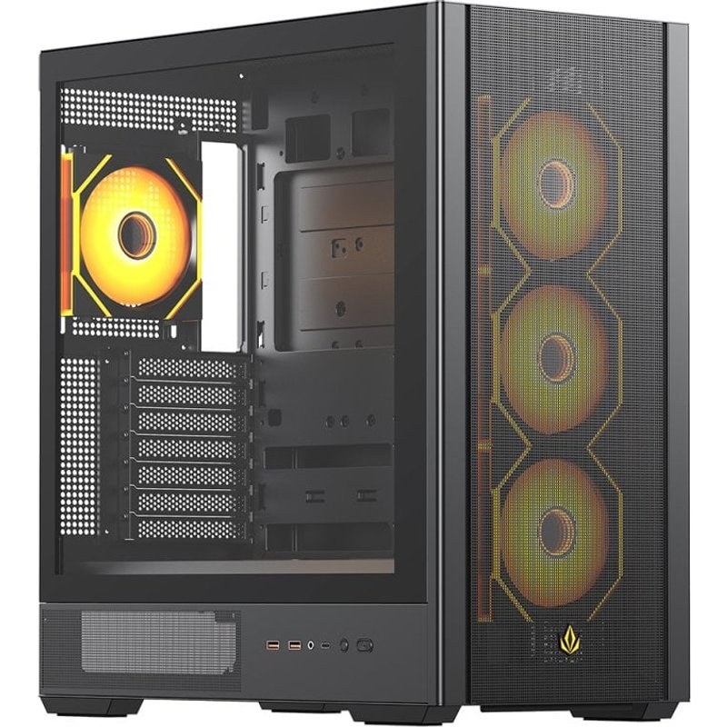 Tour ATX Forgeon Noxis Airflow Mesh Noire ARGB, 4 Ventilateurs, USB-C