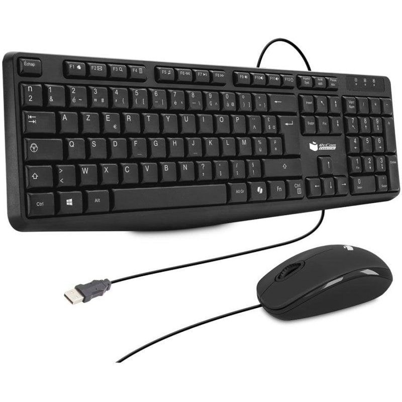 pccom-essential Clavier PcCom Essential MK20 AZERTY avec touche Copilot et souris optique noire