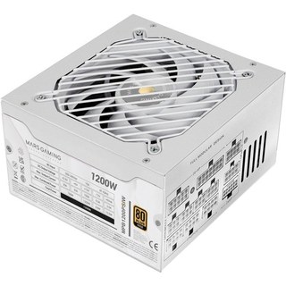 Alimentation Mars Gaming MPB1200PSI 1200 W, certifiée 80 Plus Gold, garantie 10 ans, blanche