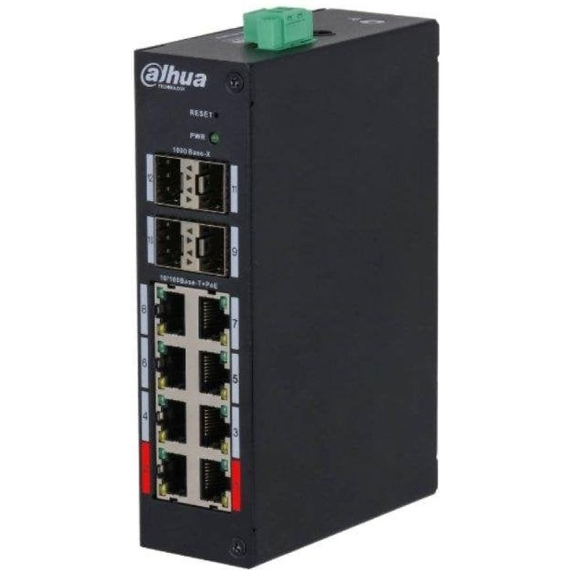 Switch Dahua HS4412-8ET-120 12 ports PoE 10/100 Mbps 4 SFP 1 Gbps