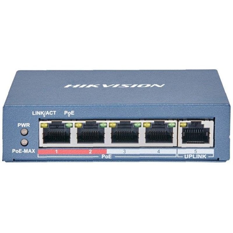 Switch Hikvision DS-3E0105P-E(B) 4X PoE 1X Uplink Métal Sans Ventilateur