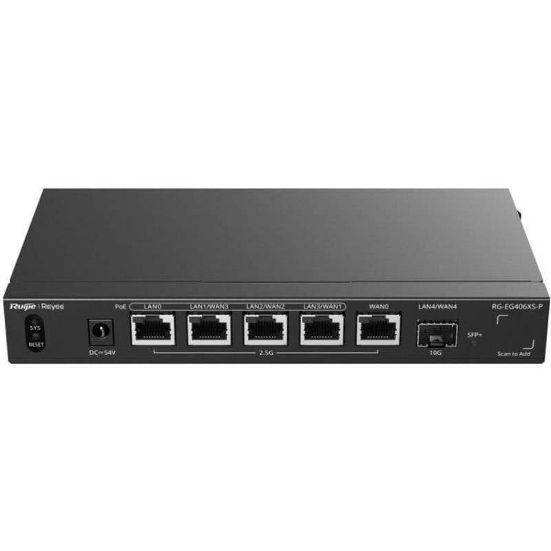 Routeur Ruijie RG-EG406XS-P Cloud 5X RJ45 2.5G 4X PoE 1X SFP+ 10G Gris