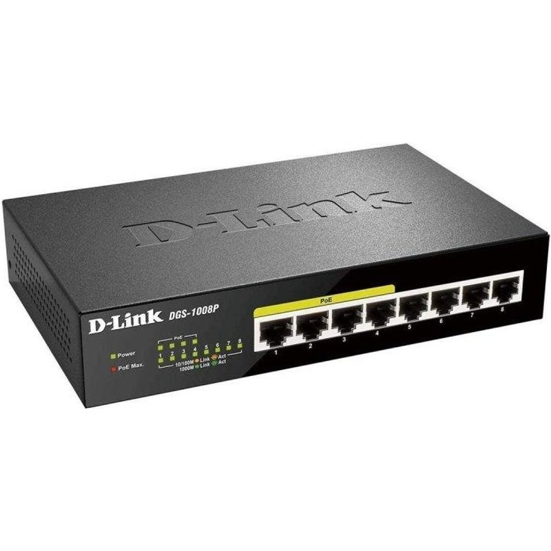 Switch D-Link DGS-1008P 8 ports Gigabit PoE bureau compact noir