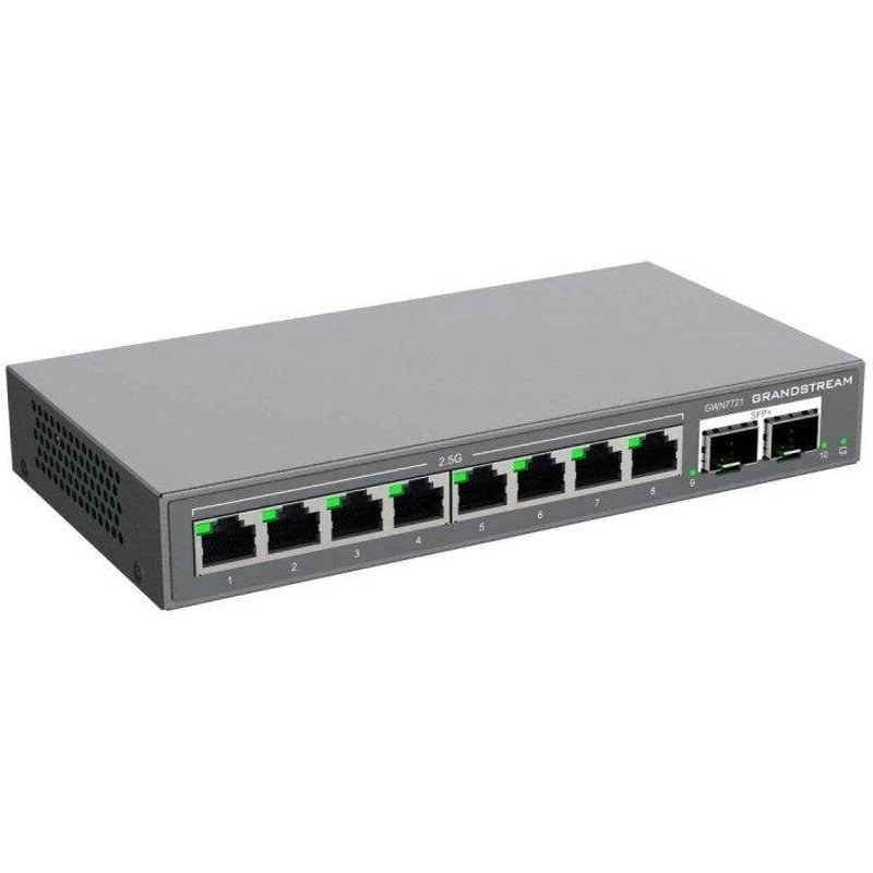 Switch Grandstream GWN7721 8 ports 2.5G, 2 ports 10G SFP+, boîtier métal