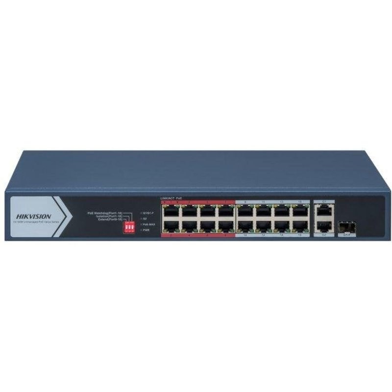 Switch Hikvision DS-3E0318P-E/M(C) 16 ports PoE 2 ports Gigabit RJ45/SFP Métal