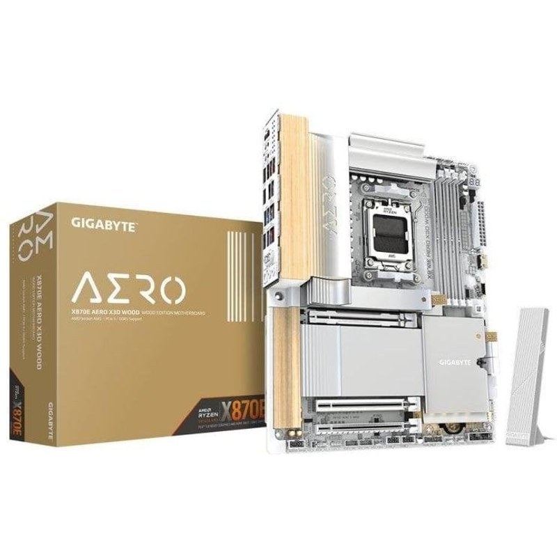 Carte mère Gigabyte X870E AERO X3D WOOD X870E AM5 DDR5 ATX Wi-Fi 7 USB4 5GBE M.2 RAID