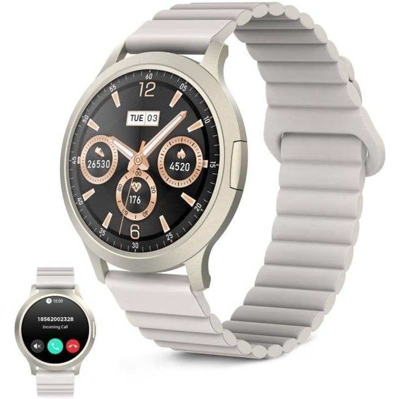 Ksix Core 3 Bluetooth 1.32'' AMOLED 43 mm Champagne Beige M Étanche IP67 Pulsomètre
