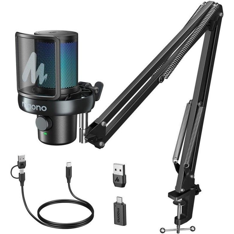 Microphone Maono DM40 Pro S USB sans fil cardioïde RGB avec bras articulé