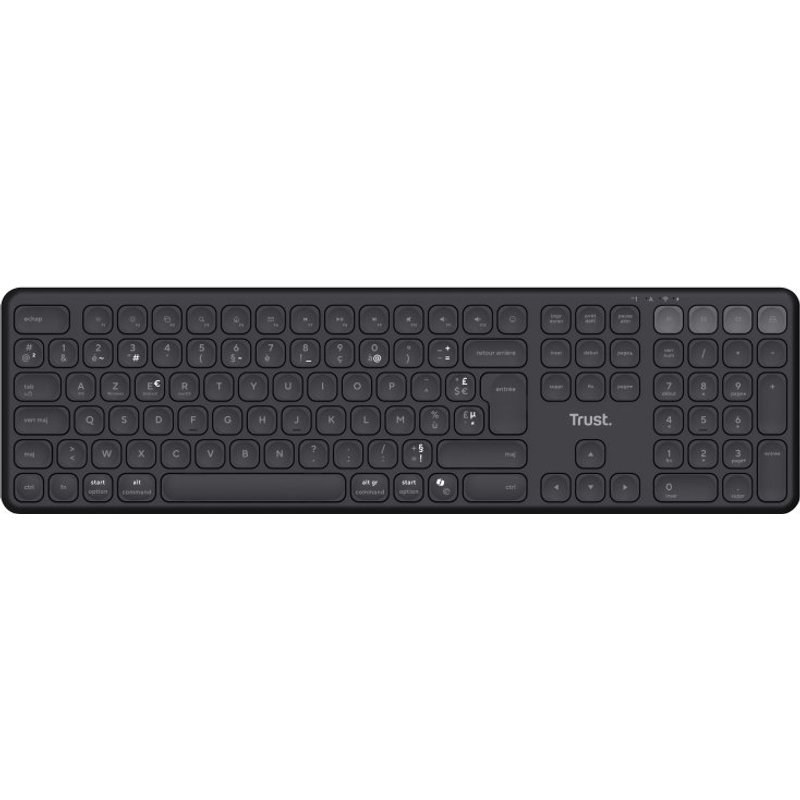 Clavier Trust Vaiya sans fil multi-appareils AZERTY avec pavé numérique