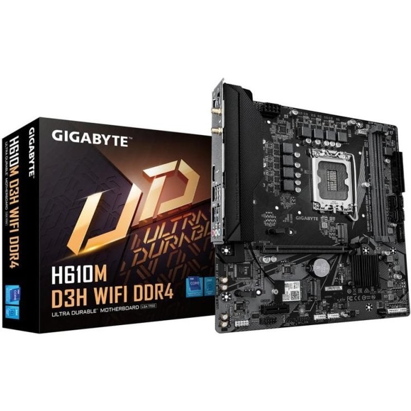 Carte mère Gigabyte H610M D3H Wi-Fi Intel H610 LGA1700 DDR4 Micro ATX Wi-Fi 5 M.2 RGB
