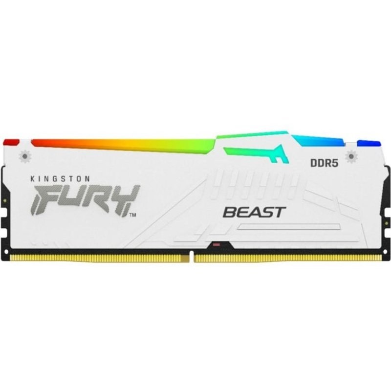 Mémoire RAM Kingston FURY Beast 16 Go 2X8GO DDR5 5200 MHz CL40 RGB XMP Blanc