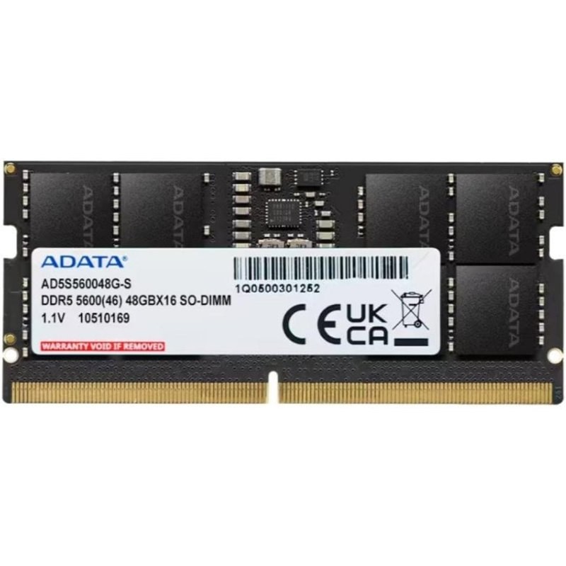 Mémoire RAM Adata AD5S560048G-S 48 Go 1X48GO DDR5 5600 MHz CL46 SO-DIMM Noir