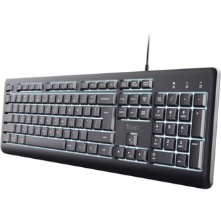 Clavier Trust Primo complet filaire rétroéclairé AZERTY noir bureau maison
