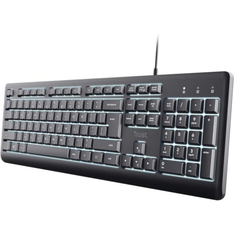 Clavier Trust Primo complet filaire rétroéclairé AZERTY noir bureau maison