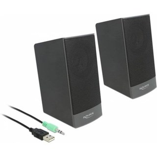 Enceintes Delock Stéréo USB filaires 3W avec contrôle volume et grille métallique