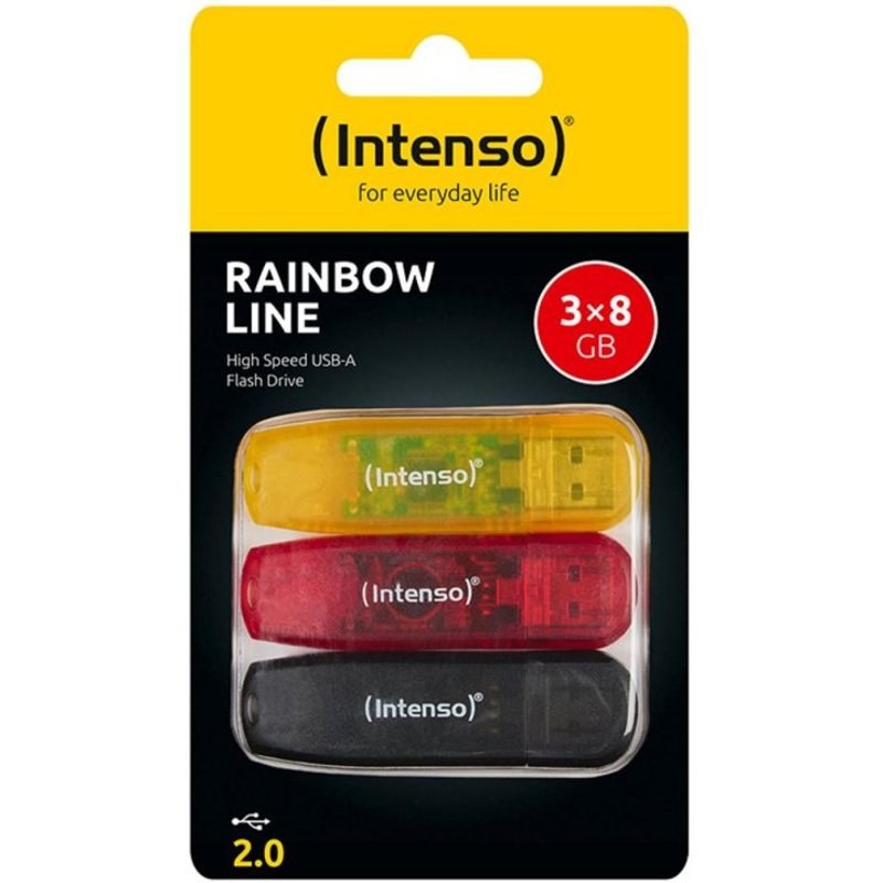 Clé USB Intenso Rainbow Line 8 Go Pack 3 Couleurs USB 2.0