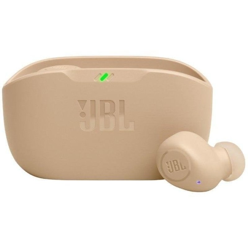 Écouteurs JBL Wave Buds sans fil Bluetooth avec Deep Bass, charge rapide, IP54 beige