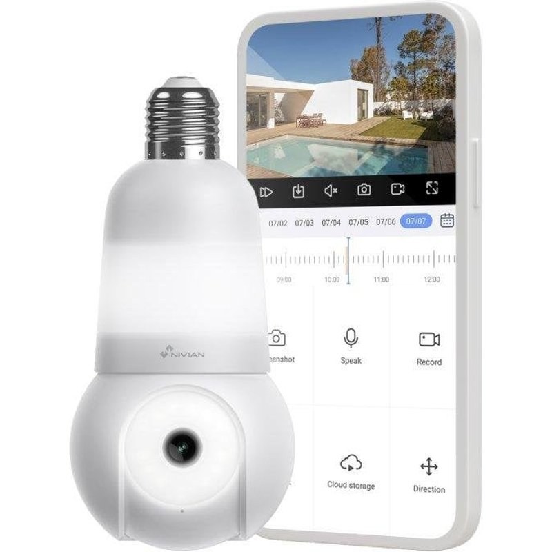 Caméra de surveillance Nivian Bombilla 2K Vision Nocturne Intérieur et Extérieur Contrôle