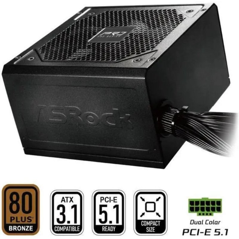 Source d'alimentation Asrock PRO-850B 850W Certifié 80 PLUS Bronze ATX 3.1