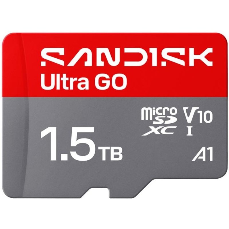 Carte microSDXC SanDisk Ultra GO 1,5 To UHS-I 190 MB/s V10 Gris Rouge
