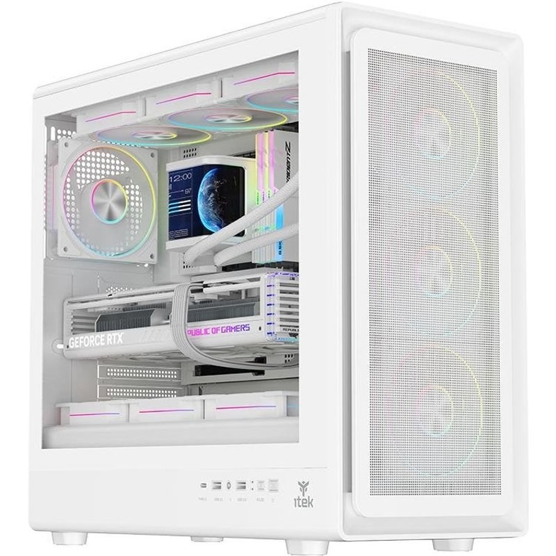 Tour ATX Itek MESHCORE 36W Big Tower Gaming RGB Blanc Fenetre