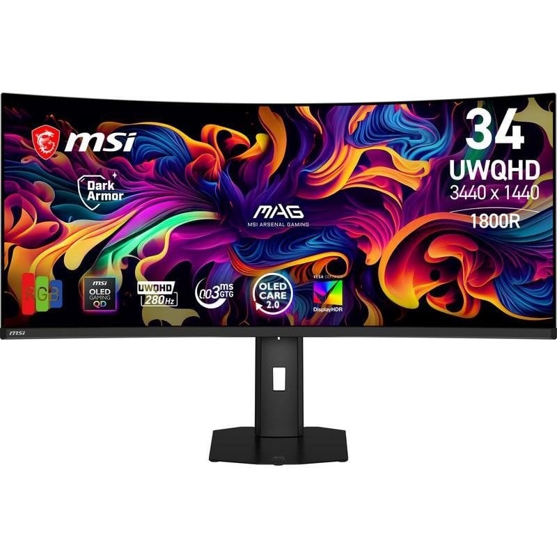 Écran PC MSI MAG 341CQP QD-OLED X28 34" UltraWide Quad HD 280 Hz QD-OLED incurvé réglable