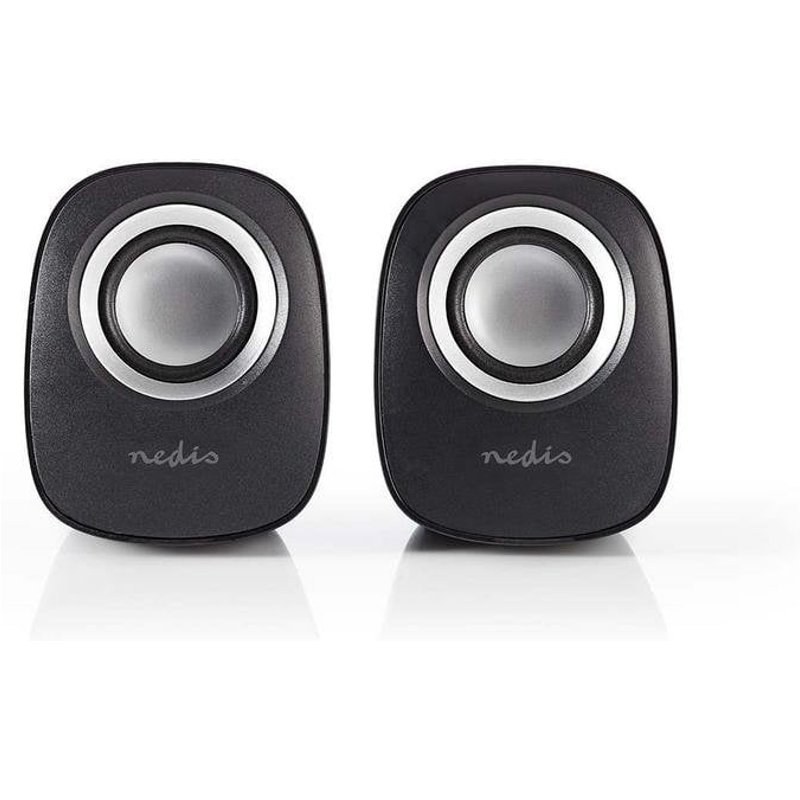 Enceintes Nedis Design Élégant Noir Argent Son Clair et Raffiné