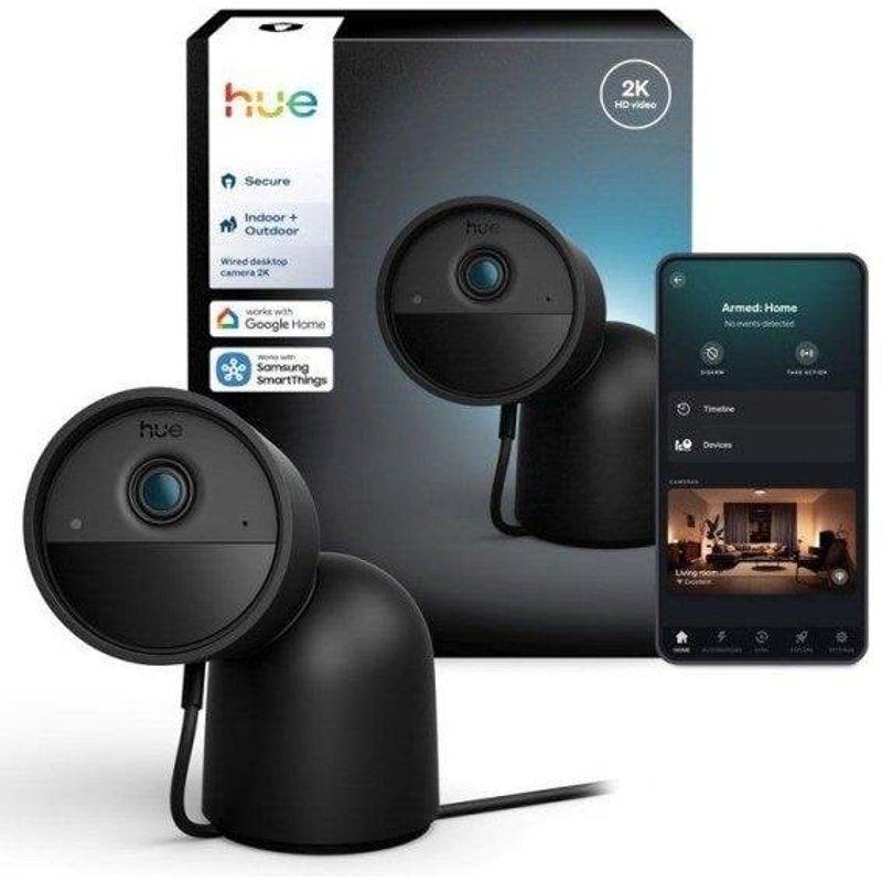 Caméra de surveillance Philips Hue Secure 2K Vision Nocturne Intérieure et Extérieure Audio