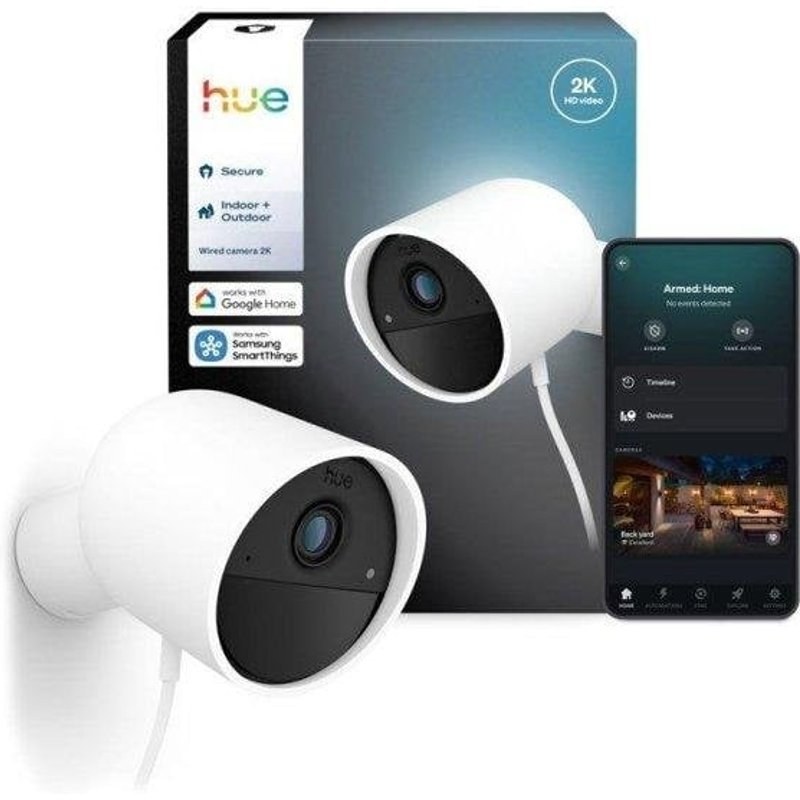 Caméra de surveillance Philips Hue Outdoor Filaire 2K Vision Nocturne Intérieure et Extérieure