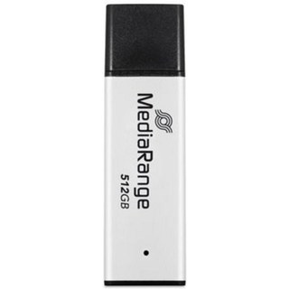 Clé USB MediaRange MR1904 512 Go USB-A 3.2 Gen 1 250 Mo/s noire et argent