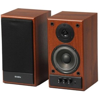 Enceintes Sven Alámbricos 2.0 40W Noir et Bois avec Tweeter et Contrôle Rotary