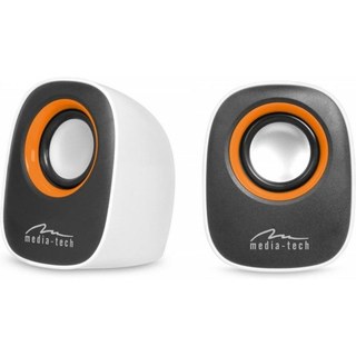 Haut-parleurs Media-Tech 2 voies filaires 6 W noir et blanc avec prise 3,5 mm