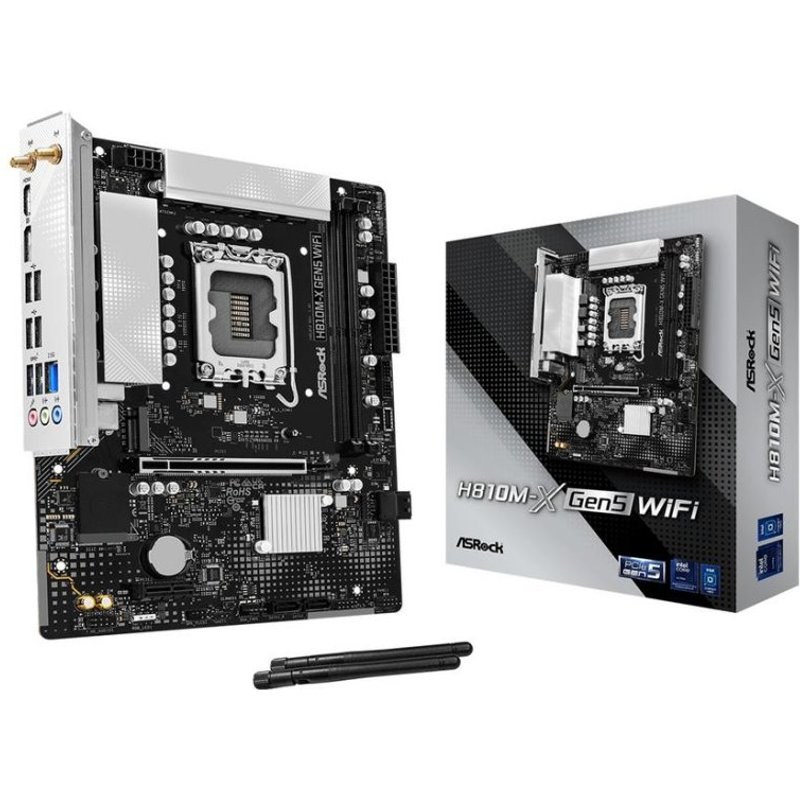 Carte mère AsRock H810M-X GEN5 Intel H810 LGA1851 DDR5 Micro ATX Wi-Fi 6 2.5GBE M.2 RGB
