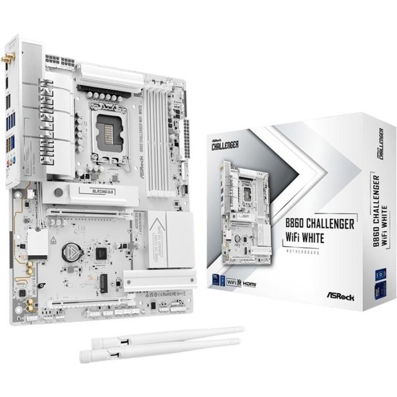 Carte mère AsRock B860 Challenger Wi-Fi White Intel B860 LGA 1851 DDR5 ATX Wi-Fi 7 2.5GBE RAID
