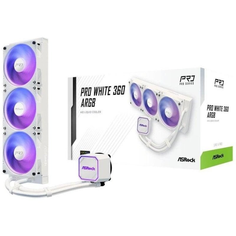 Refrigeración Líquida AsRock Pro White 360 ARGB 360 mm 3 Ventiladores Blanc