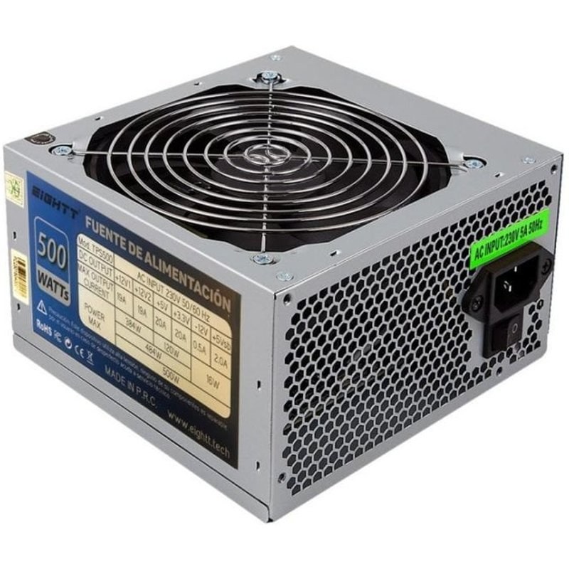 Fuente de Alimentación Eightt EPS500 500W Certificación FCC CE Gris no modulaire