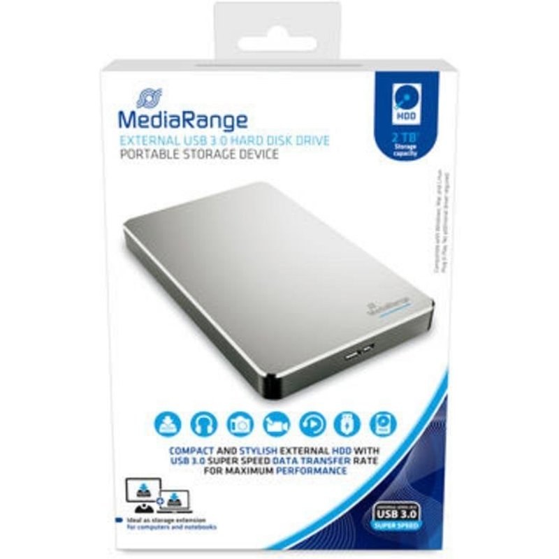 Disque Dur MediaRange MR997 2 To 2.5" USB 3.2 Gen 1 5400RPM Argent