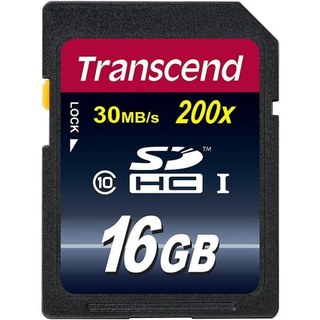 Carte SDHC Transcend TS16GSDHC10 16 Go Classe 10 30 Mo/s Noire