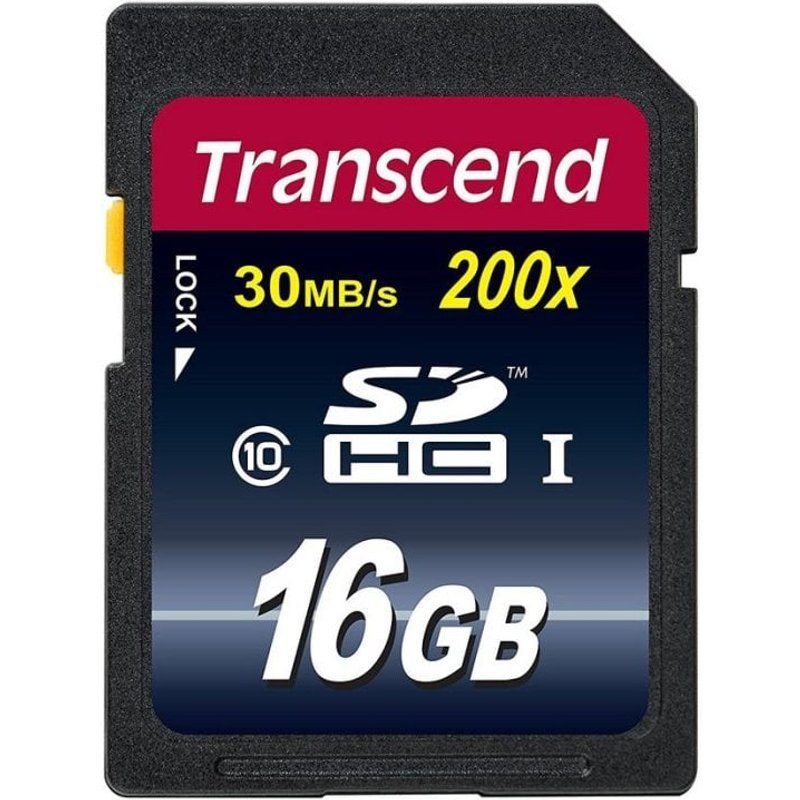 Carte SDHC Transcend TS16GSDHC10 16 Go Classe 10 30 Mo/s Noire