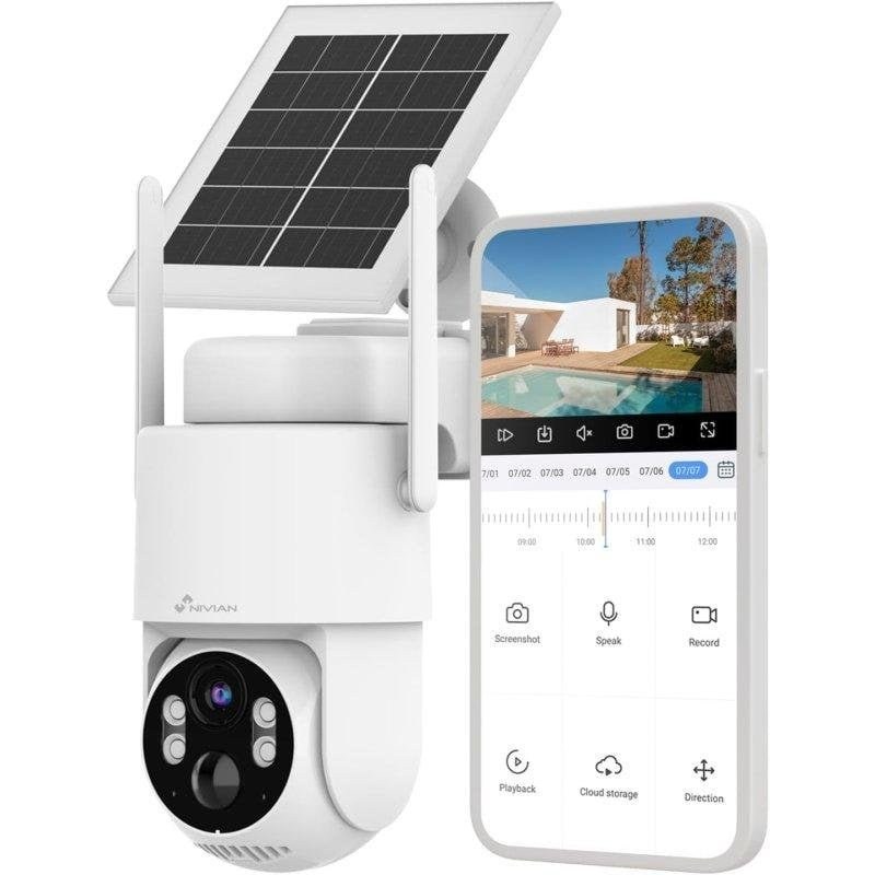 Caméra de surveillance NIVIAN 2K Vision Nocturne Extérieure Détection IA Audio Bidirectionnel
