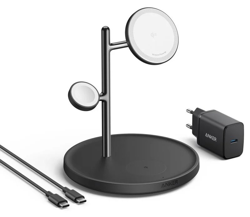 Station de recharge sans fil réglable Anker MagGo 3 en 1 QI2 15W noir
