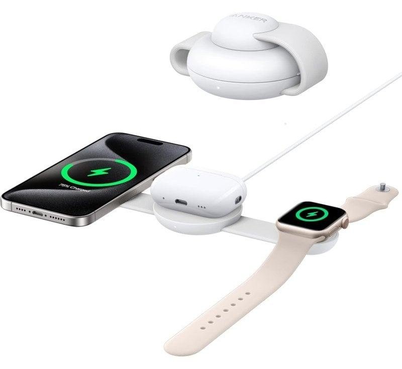 Station de charge Anker MagGo MagSafe QI2 15W 3 en 1 pliable