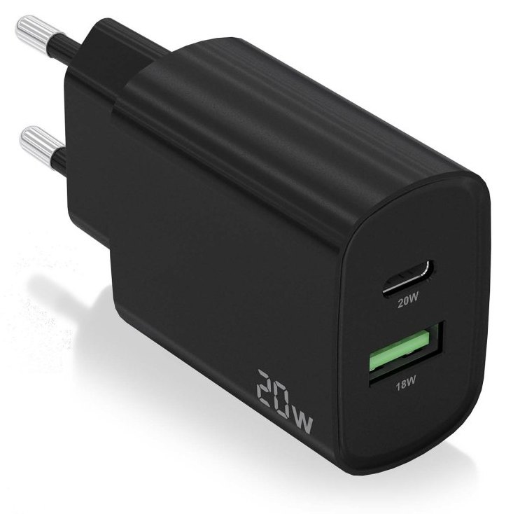 Chargeur Aisens A110-0755 20 W 1 x USB-C PD3.0 1 x USB-A QC3.0 Noir