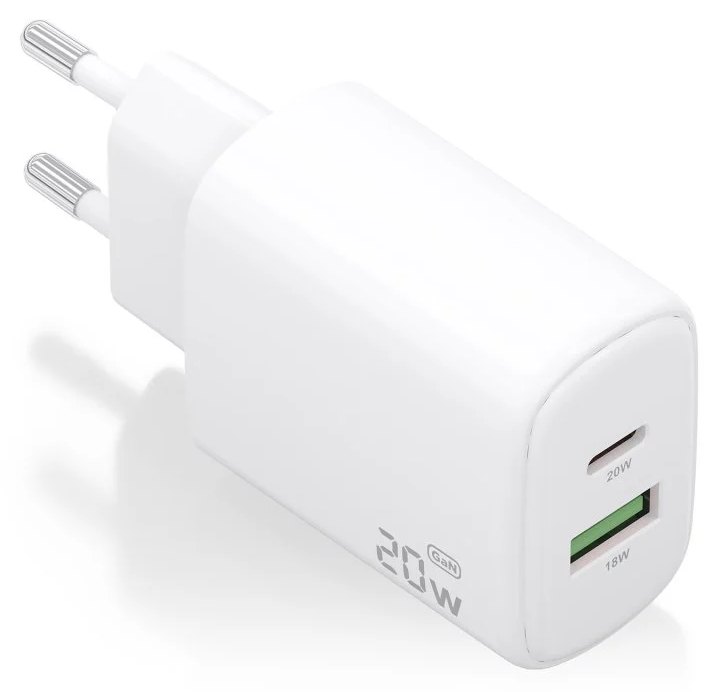 Chargeur Aisens A110-0909 GaN 20 W 1 x USB-C PD3.0 1 x USB-A QC3.0 Blanc