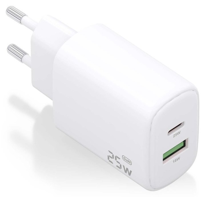 Chargeur Aisens A110-0911 25 W 1 x USB-C PD3.0 1 x USB-A QC3.0 Blanc