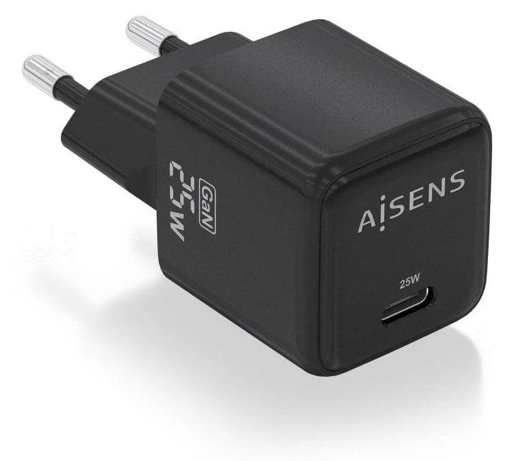 Chargeur GaN Aisens ASCH-25W1P013-BK 25W 1XUSB-C PD3.0 QC4.0 Noir