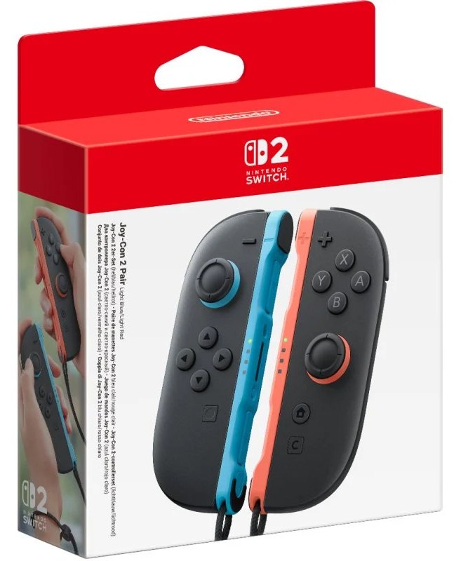Paire de manettes Joy-Con 2 bleu clair/rouge clair pour Nintendo Switch 2