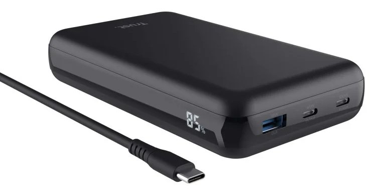 Batterie externe Trust Laro 100 W 2X USB-C 1X USB-A charge rapide plastiques recyclés